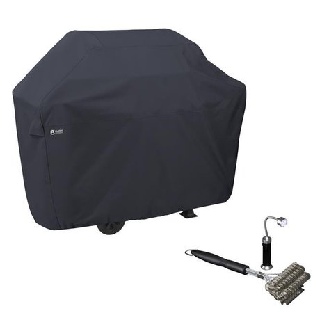 CLASSIC ACCESSORIES Classic Accessories 55-308-BRUSH-EC BBQ Grill Cover with Coiled Grill Brush & Magnetic LED Light; Black - Extra Large 55-308-BRUSH-EC